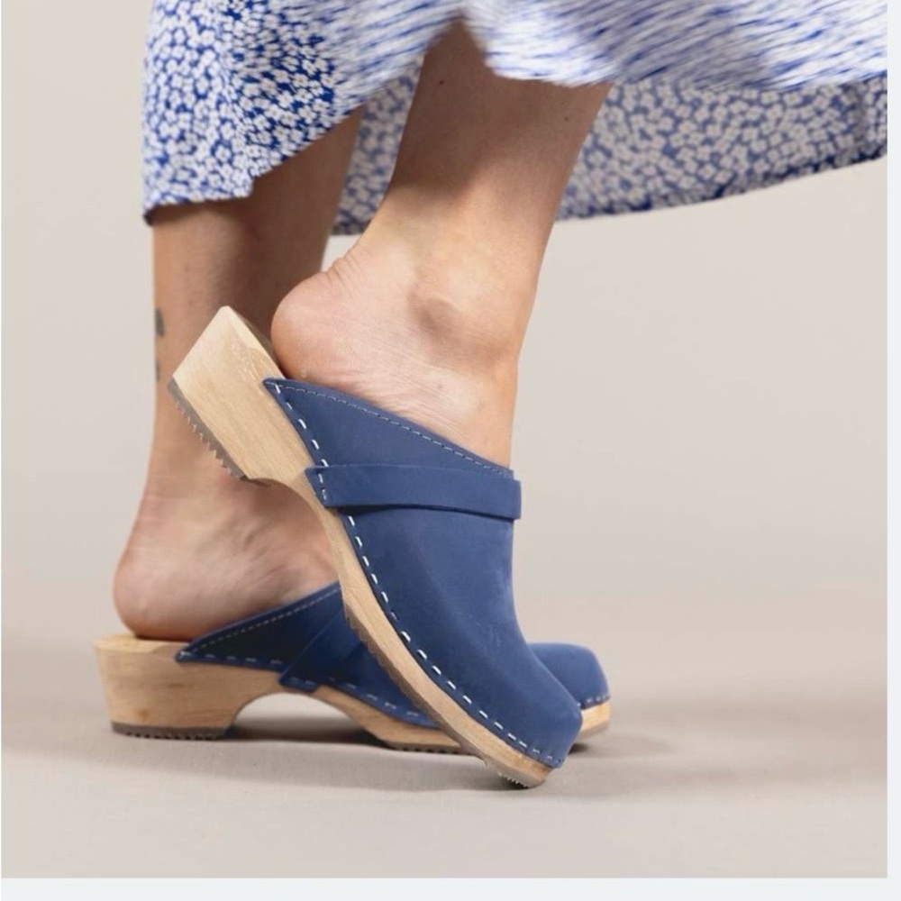 Like New Lotta From Stockholm Blue Leather Clogs